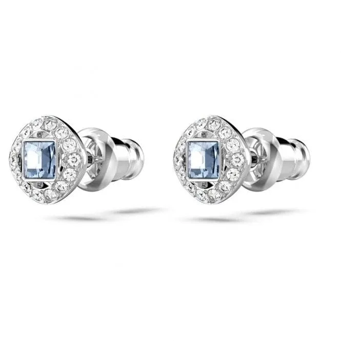 Angelic Rhodium Plated Blue Square Cut Stud Earrings 5662143