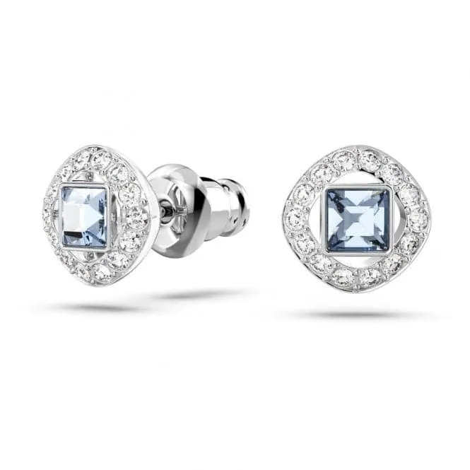 Angelic Rhodium Plated Blue Square Cut Stud Earrings 5662143