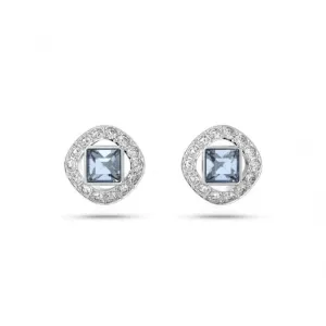 Angelic Rhodium Plated Blue Square Cut Stud Earrings 5662143