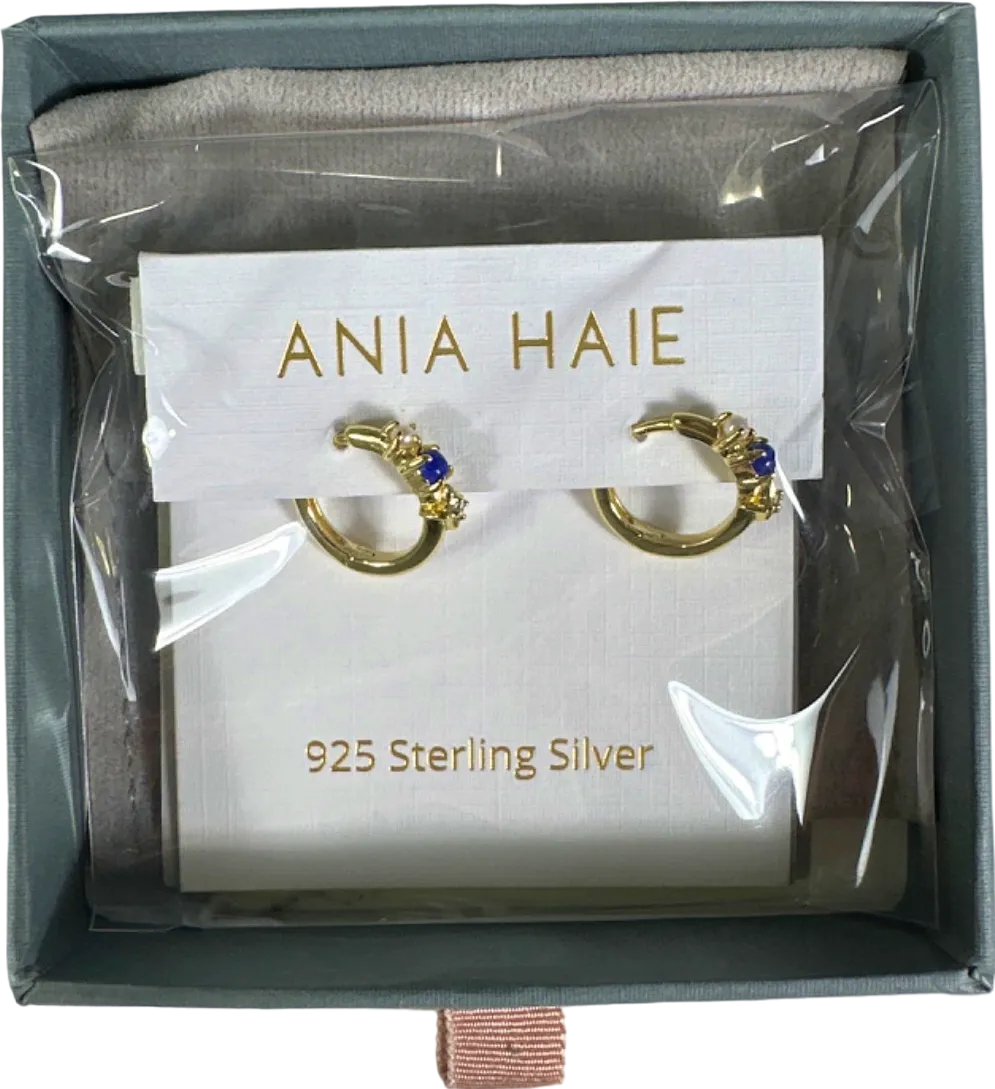 Ania Haie Gold Lapis Star Huggie Hoop Earrings - Gift Boxed