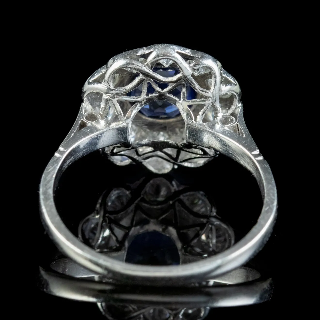 Antique Edwardian Sapphire Diamond Cluster Ring 1.25ct Sapphire Circa 1910