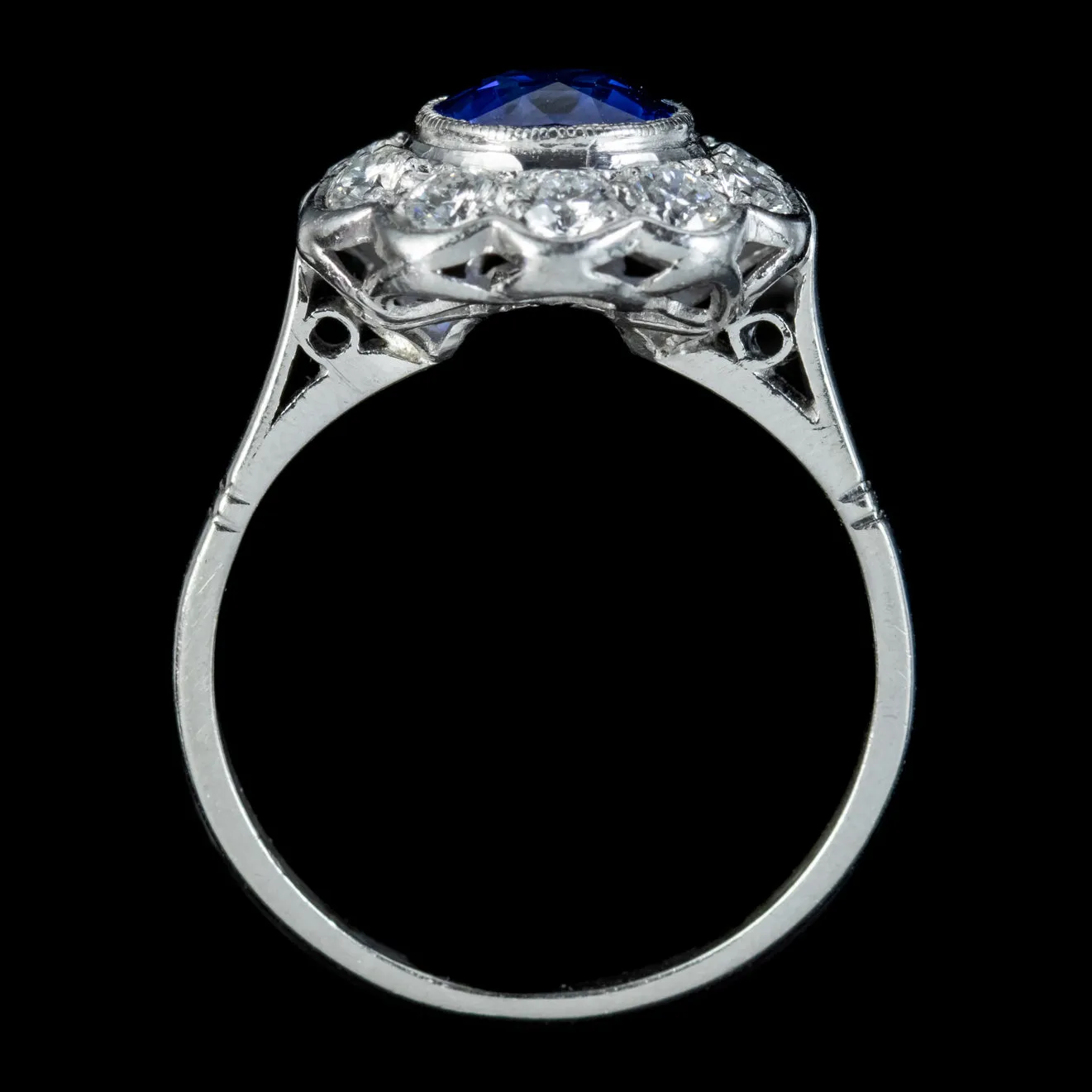 Antique Edwardian Sapphire Diamond Cluster Ring 1.25ct Sapphire Circa 1910