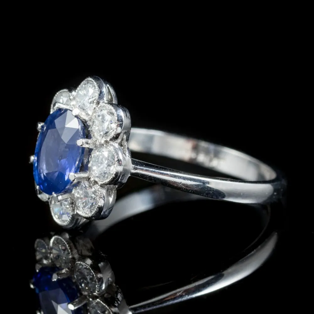 Antique Edwardian Sapphire Diamond Ring Platinum Circa 1915