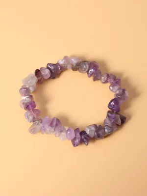 Asymmetrical Purple Stone Decor Beaded Bracelet Women Bracelet Stackable