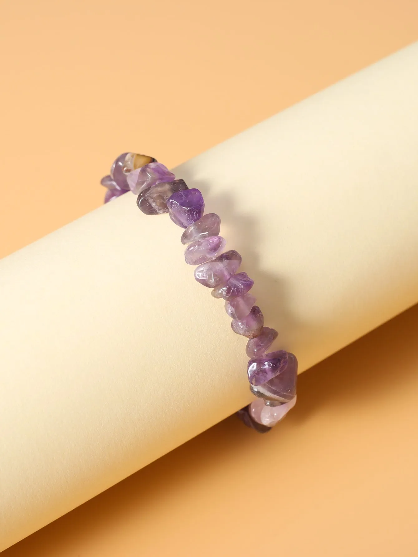 Asymmetrical Purple Stone Decor Beaded Bracelet Women Bracelet Stackable