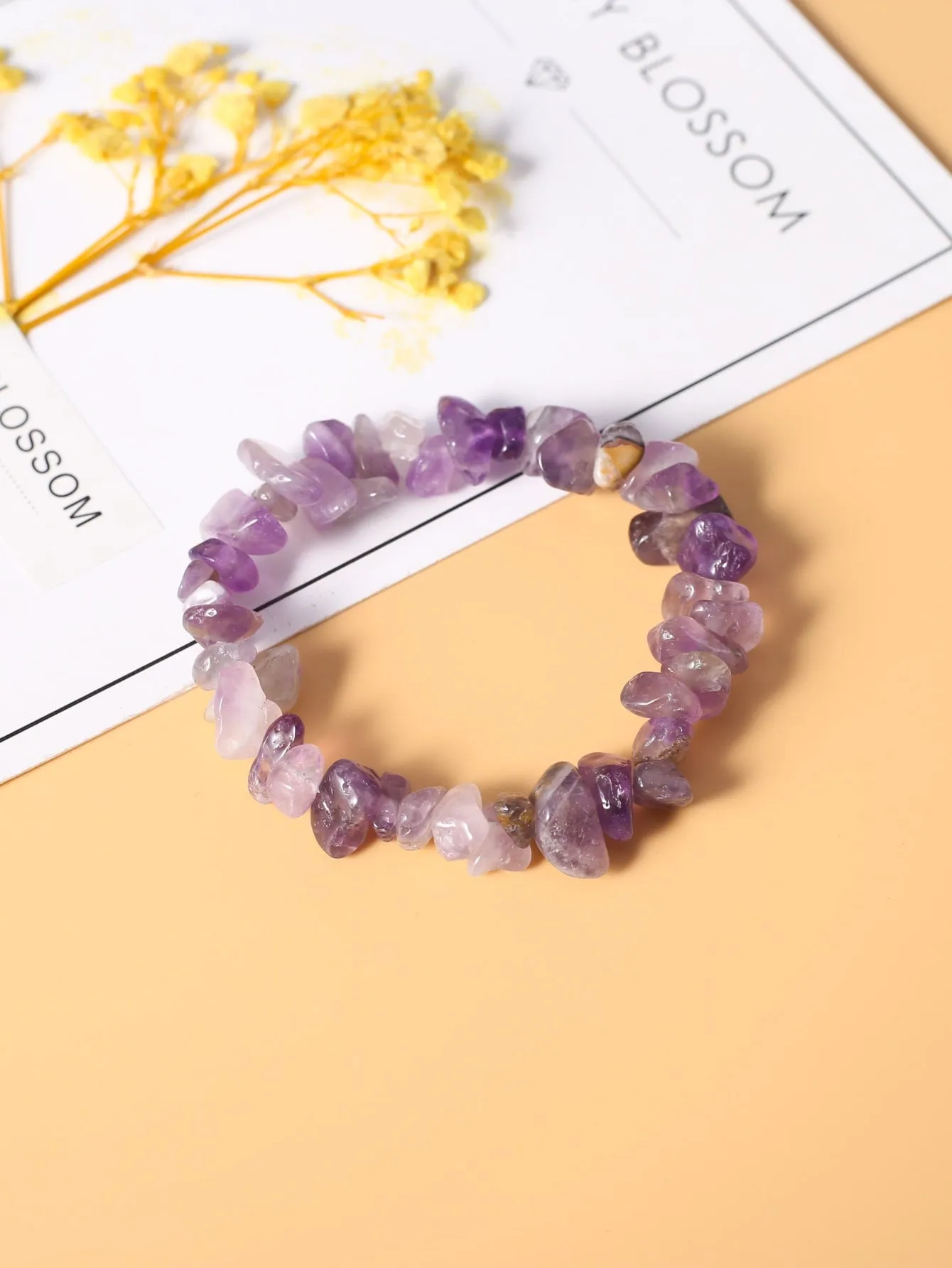 Asymmetrical Purple Stone Decor Beaded Bracelet Women Bracelet Stackable