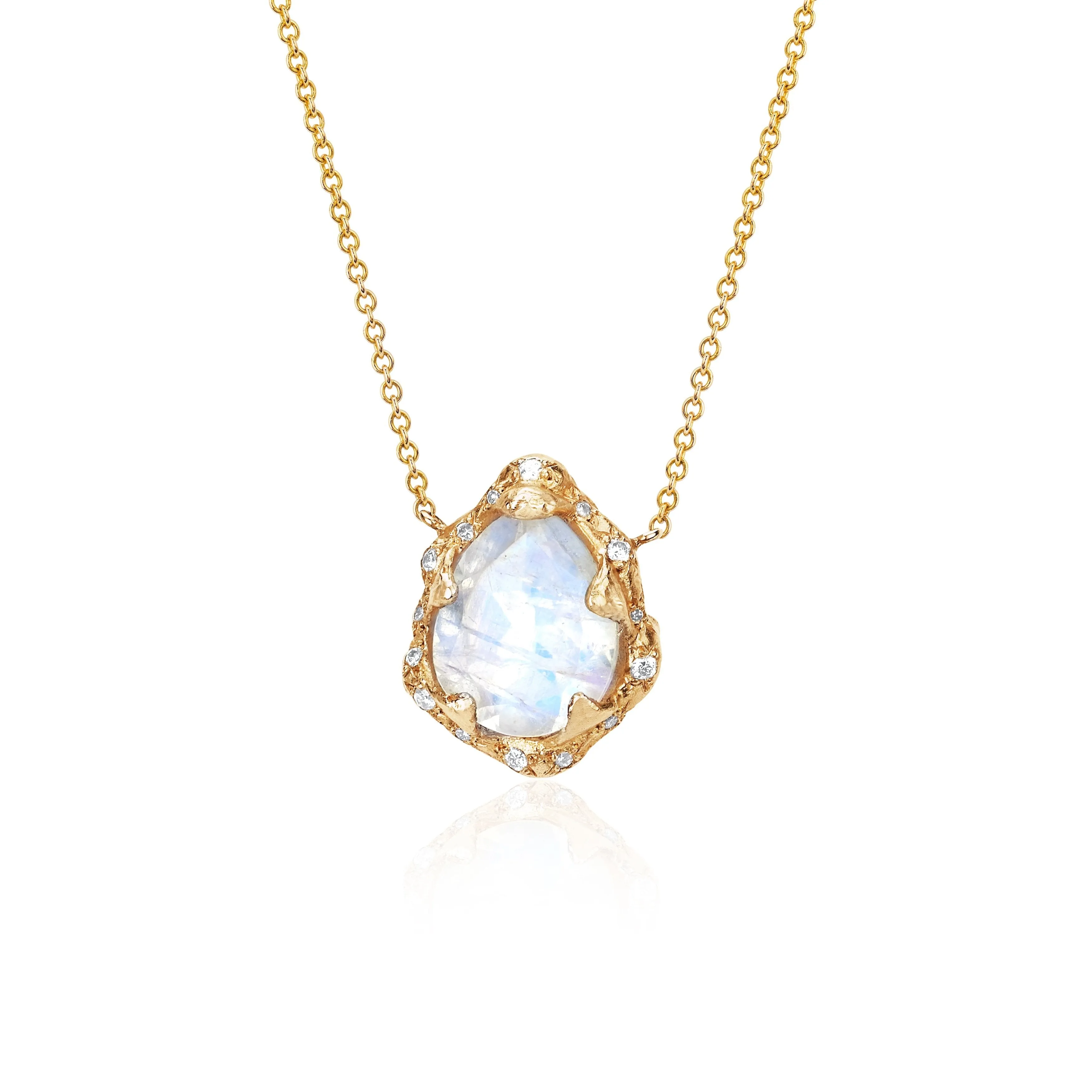 Baby Queen Water Drop Moonstone Necklace with Sprinkled Diamonds | Ready to Ship