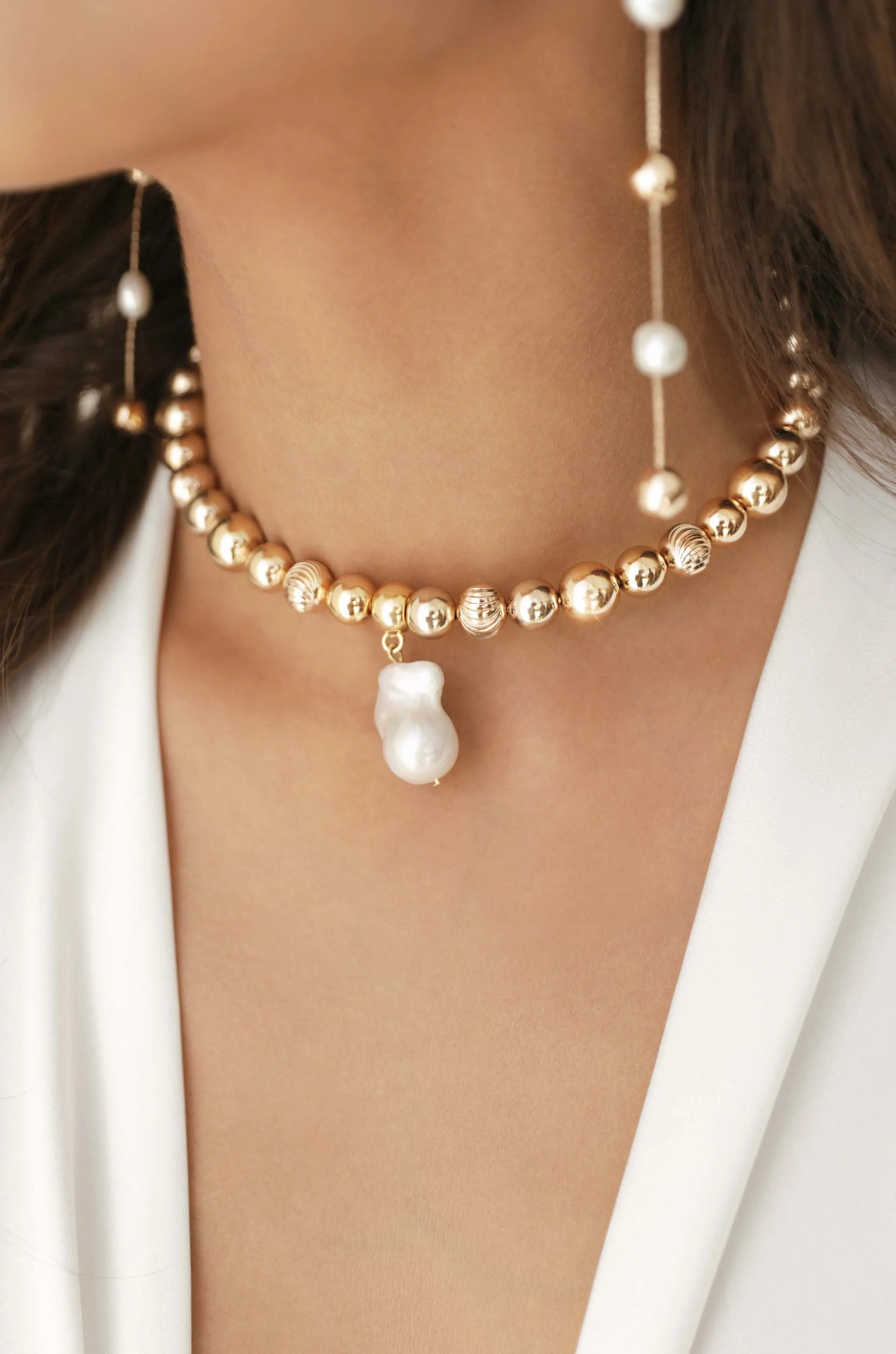 Baroque Freshwater Pearl Charm Choker