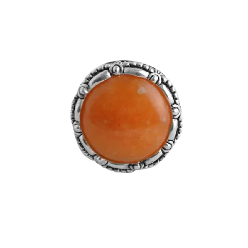 Barse Orange Jade Round Ring