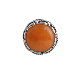 Barse Orange Jade Round Ring