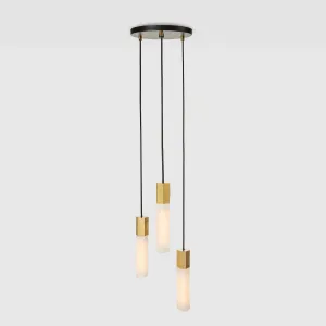 Basalt Triple Pendant in Brass