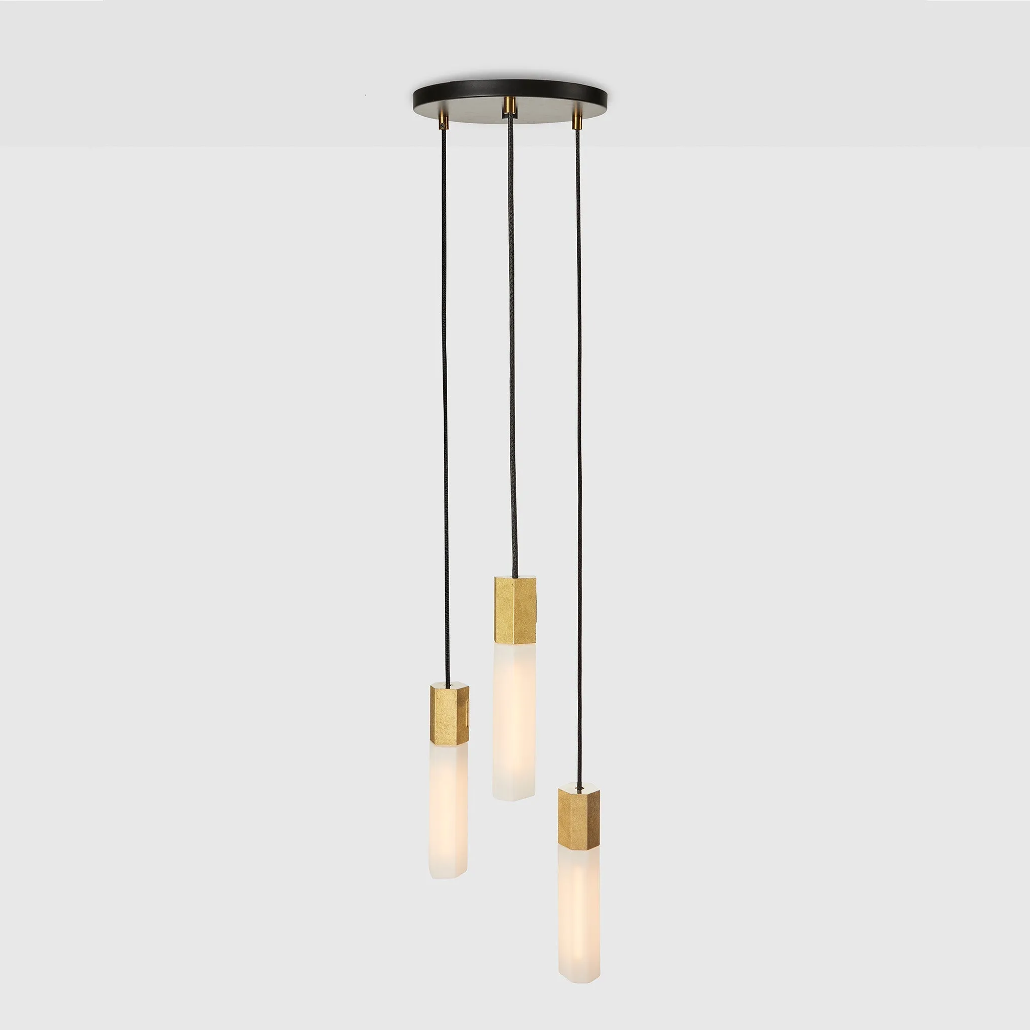 Basalt Triple Pendant in Brass