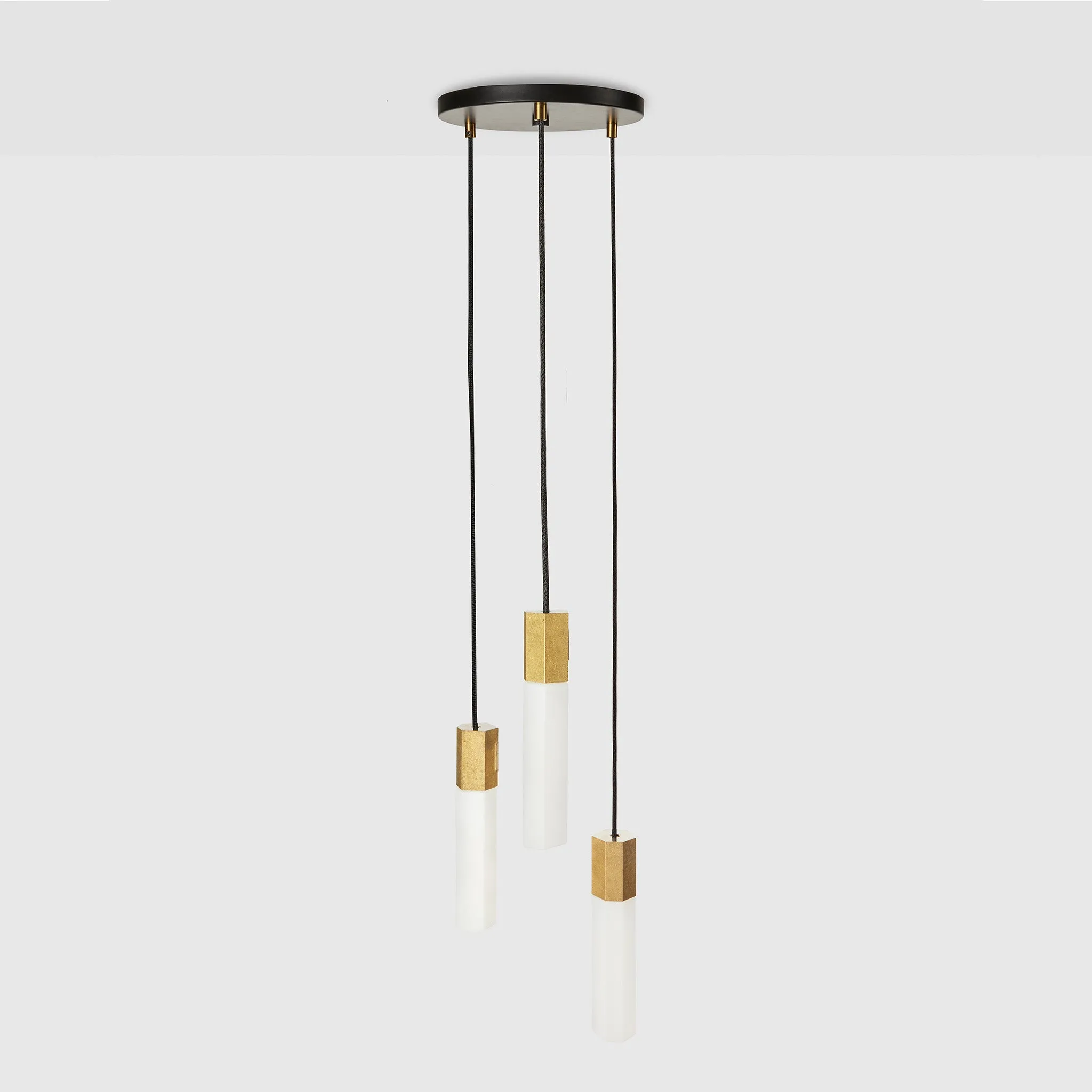 Basalt Triple Pendant in Brass