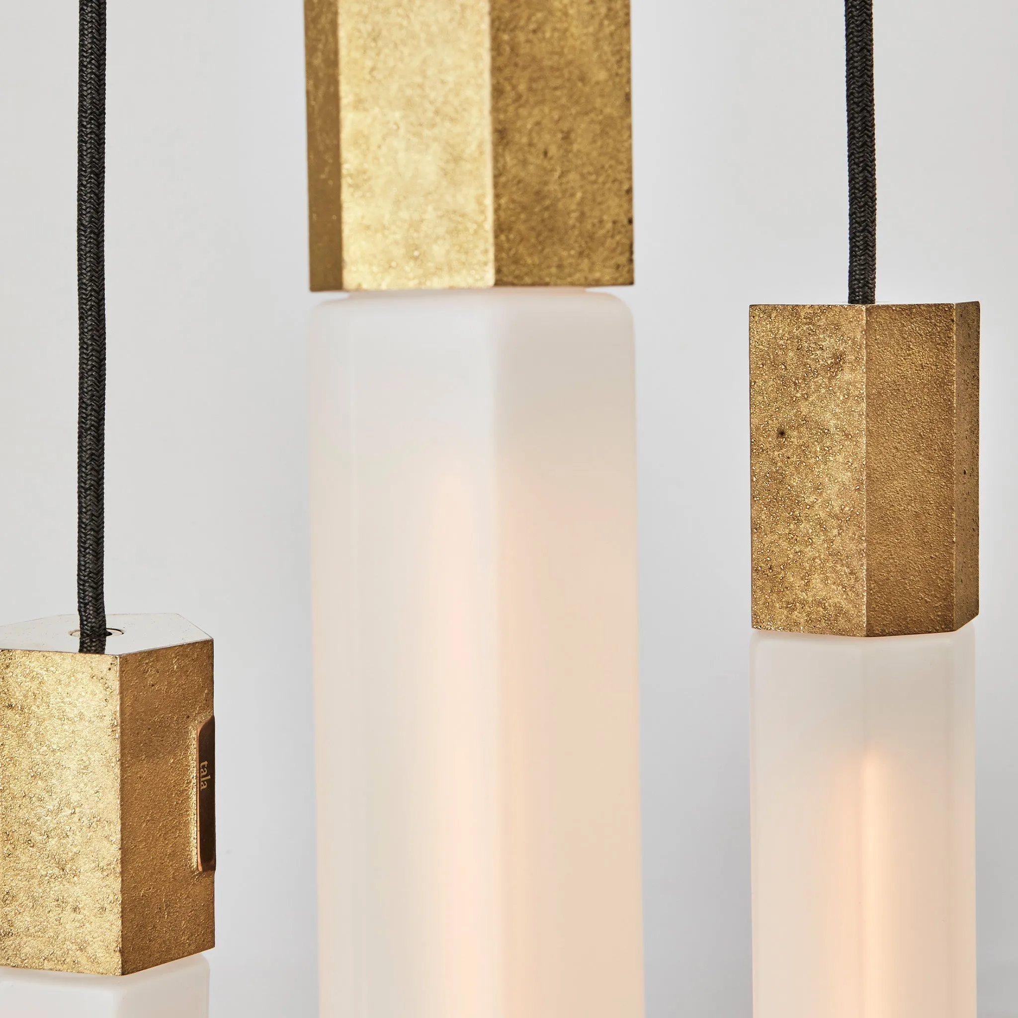 Basalt Triple Pendant in Brass