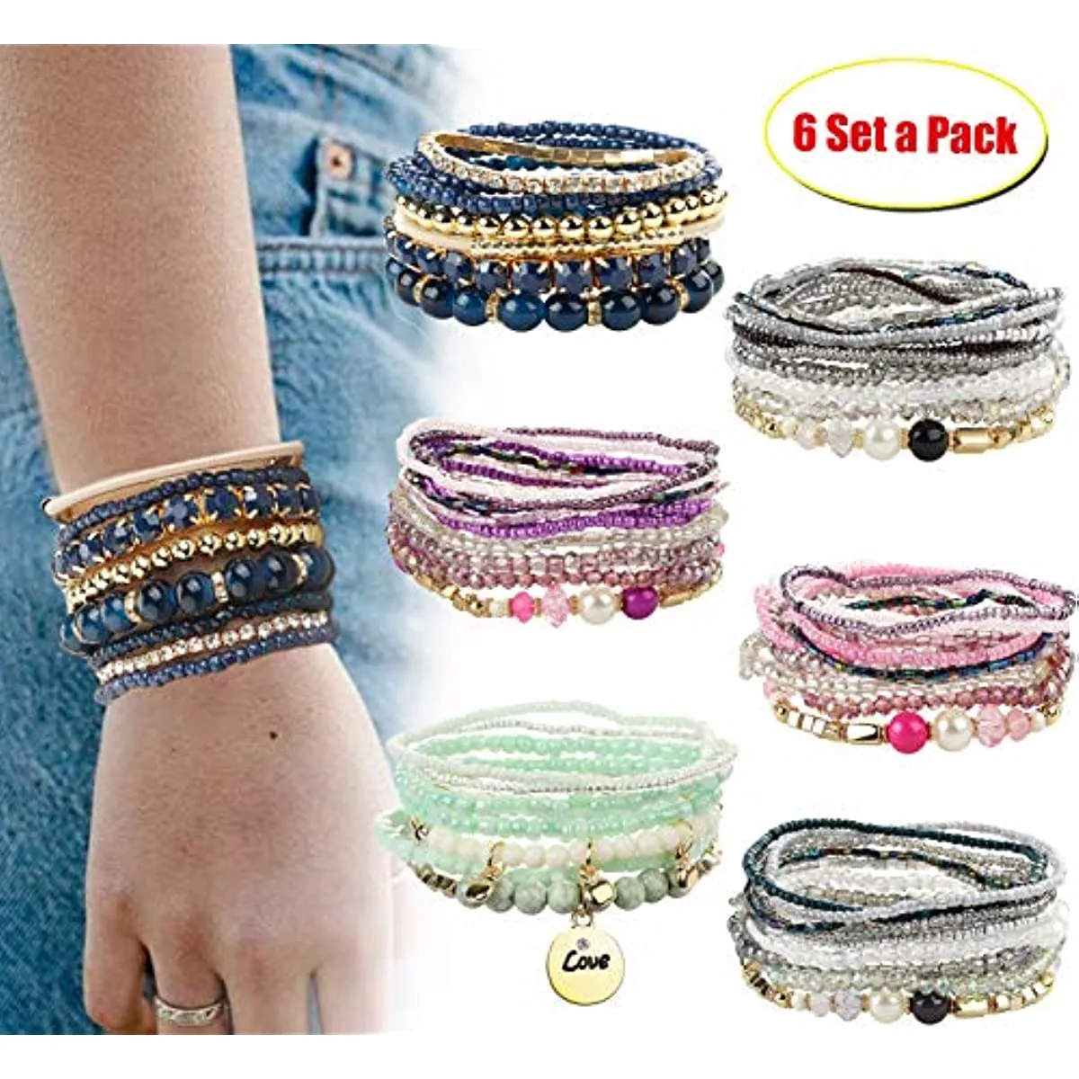 BerriesJam - Multicolor Bohemian Stackable Bead Bracelets