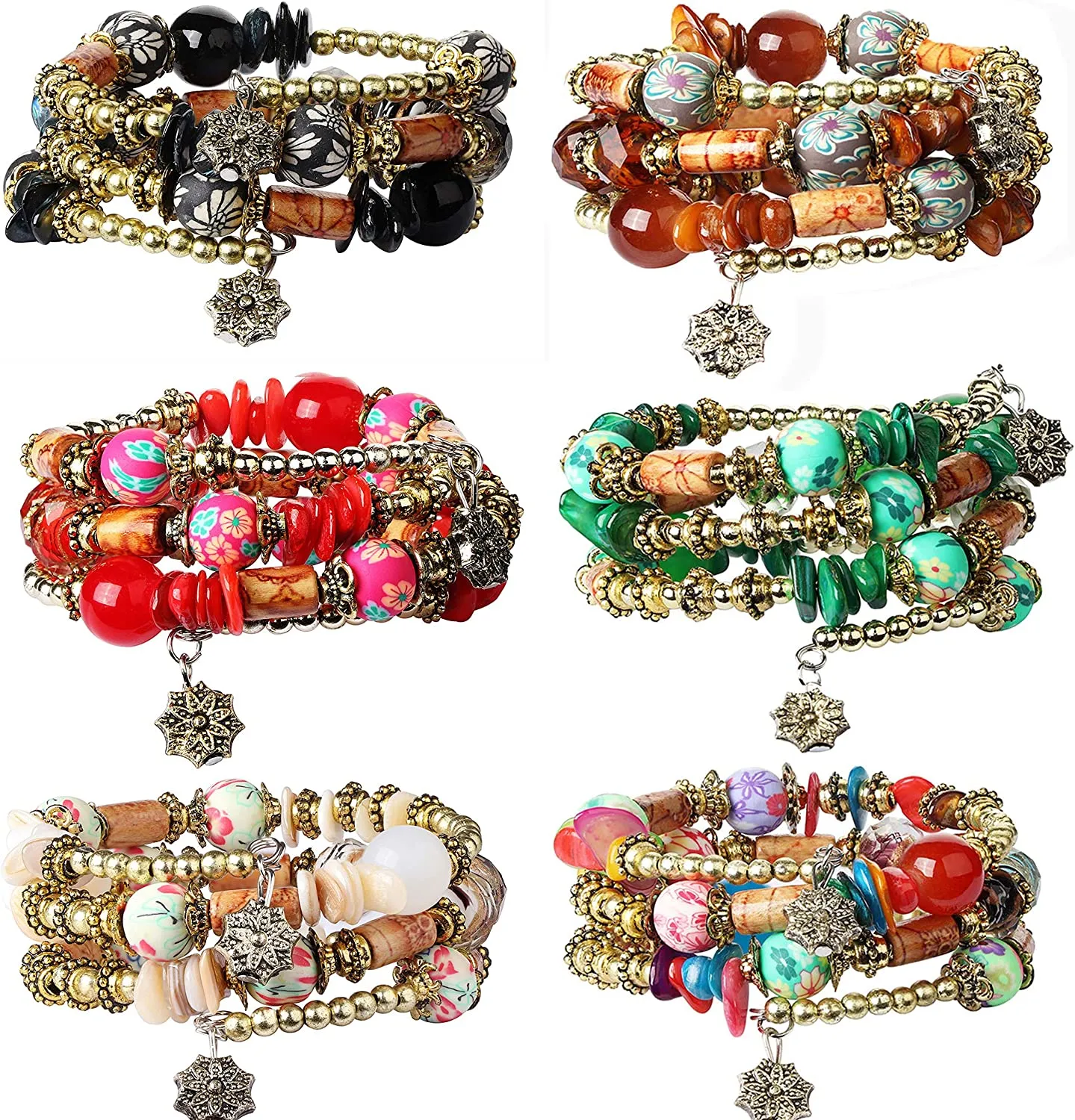 BerriesJam - Multicolor Bohemian Stackable Bead Bracelets