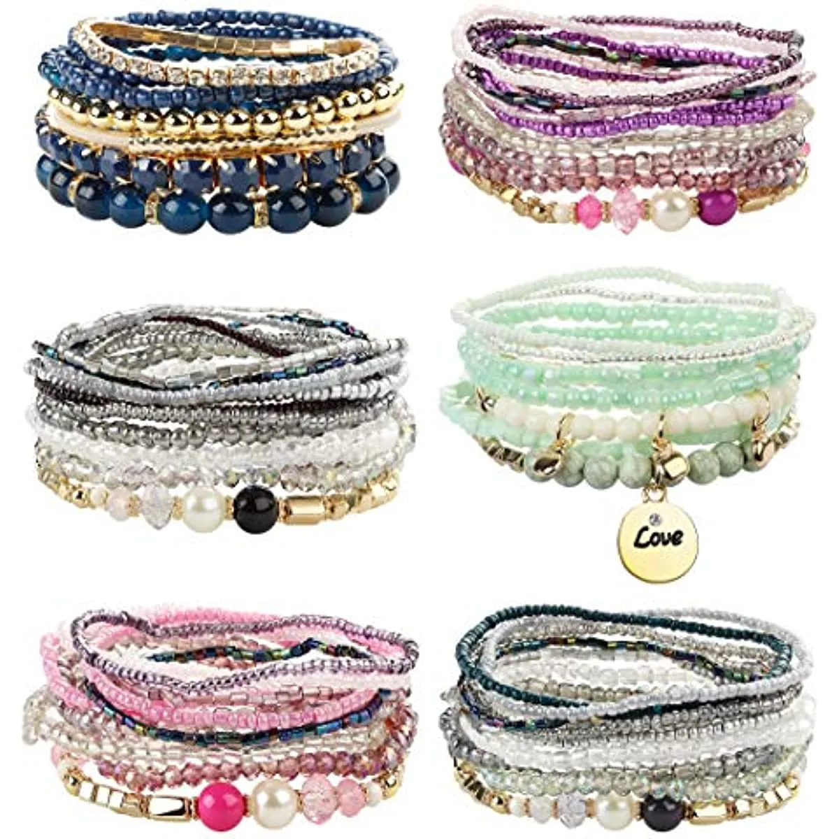 BerriesJam - Multicolor Bohemian Stackable Bead Bracelets