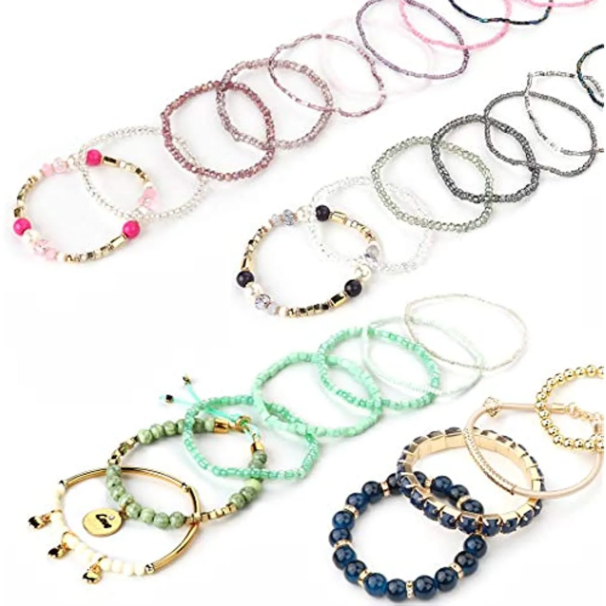 BerriesJam - Multicolor Bohemian Stackable Bead Bracelets