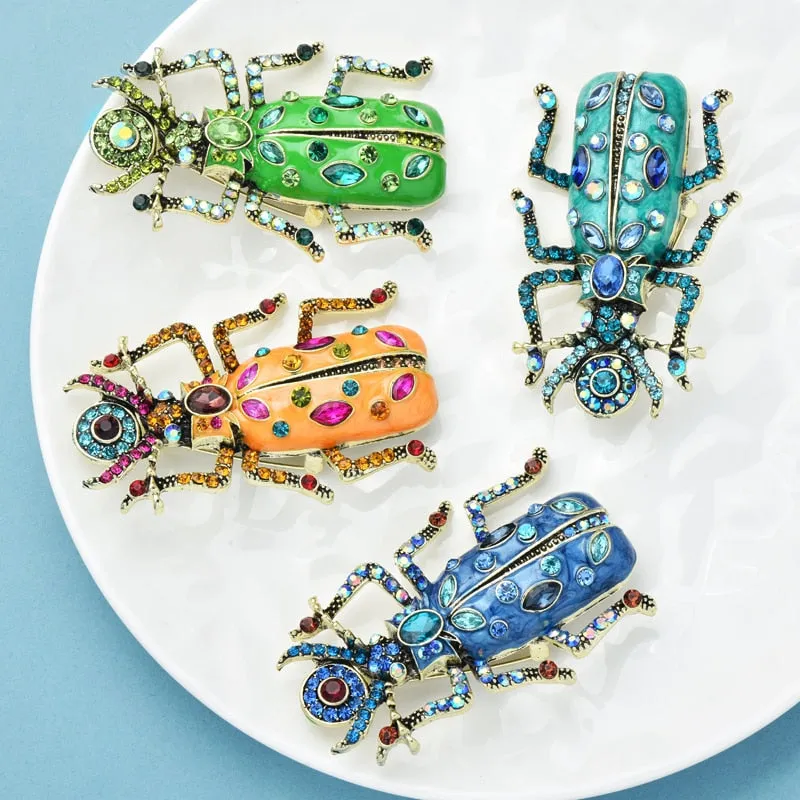 Big Enamel Beetle Brooches