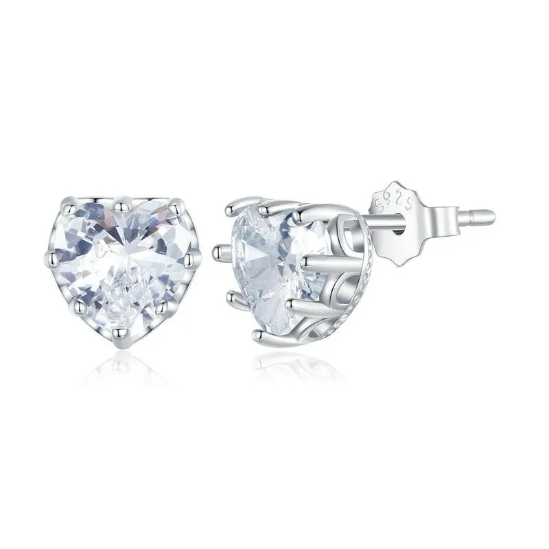 'Birthstone Hearts' CZ and Sterling Silver Stud Earrings