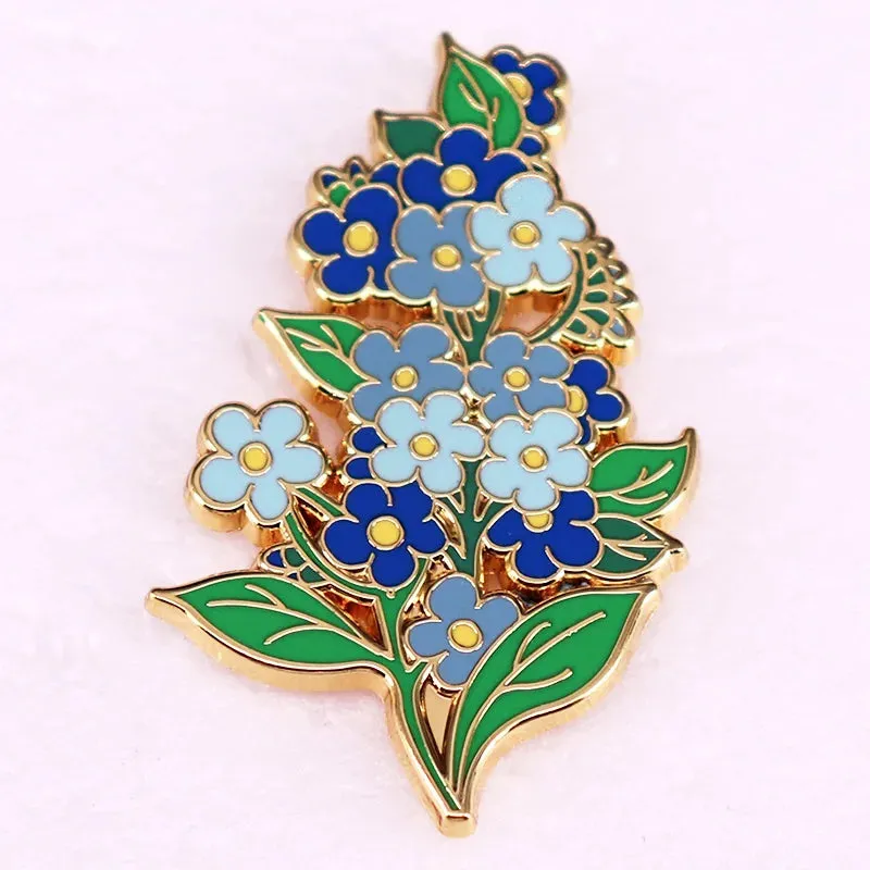 Blue Forget Me Not Flowers Enamel Pin