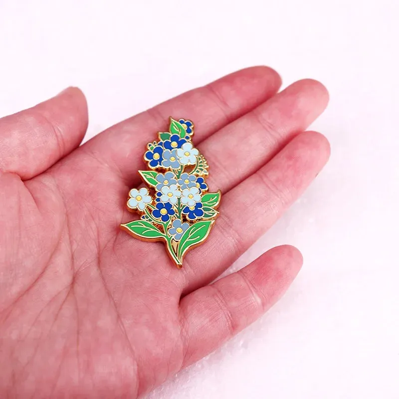 Blue Forget Me Not Flowers Enamel Pin