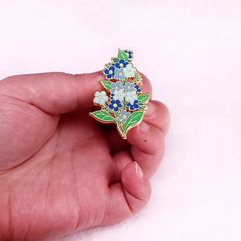 Blue Forget Me Not Flowers Enamel Pin