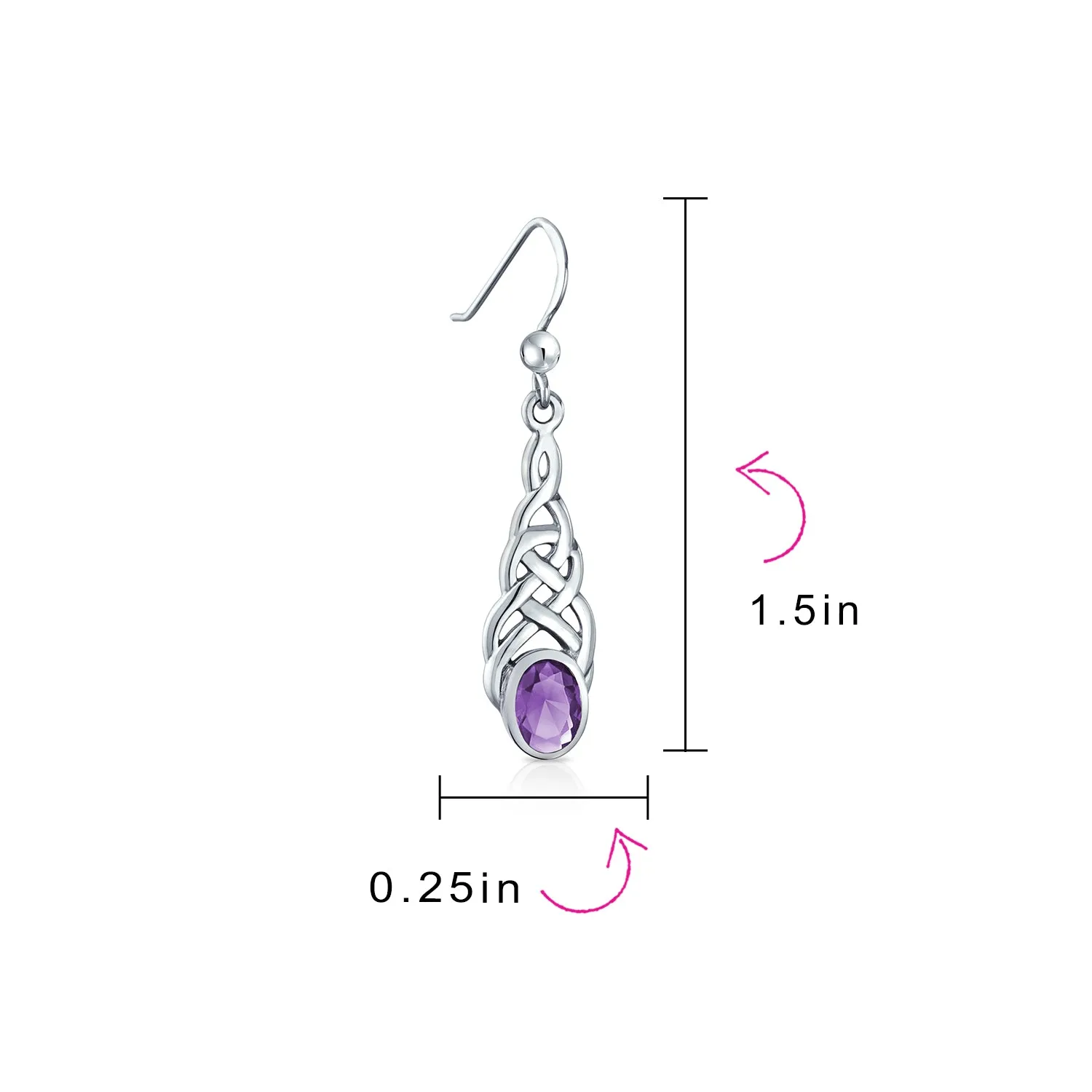 Blue Topaz Amethyst Moonstone Celtic Knot Dangle Earrings in Sterling Silver