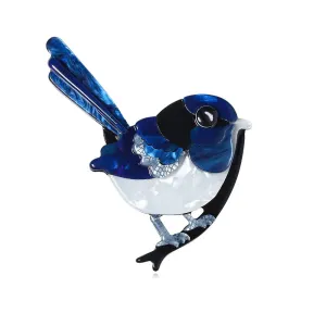 Blue Wren Acrylic Brooch