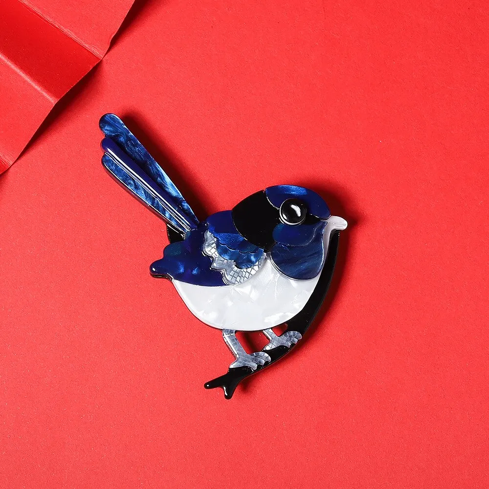 Blue Wren Acrylic Brooch