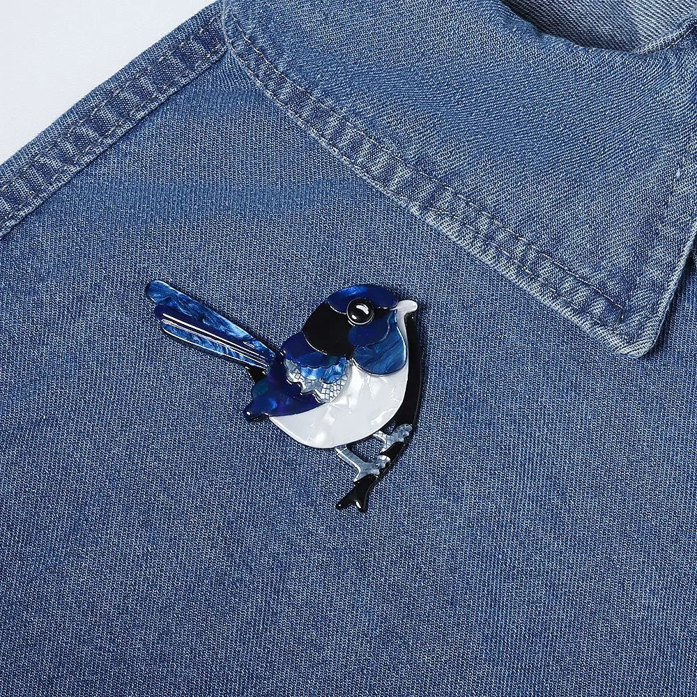 Blue Wren Acrylic Brooch