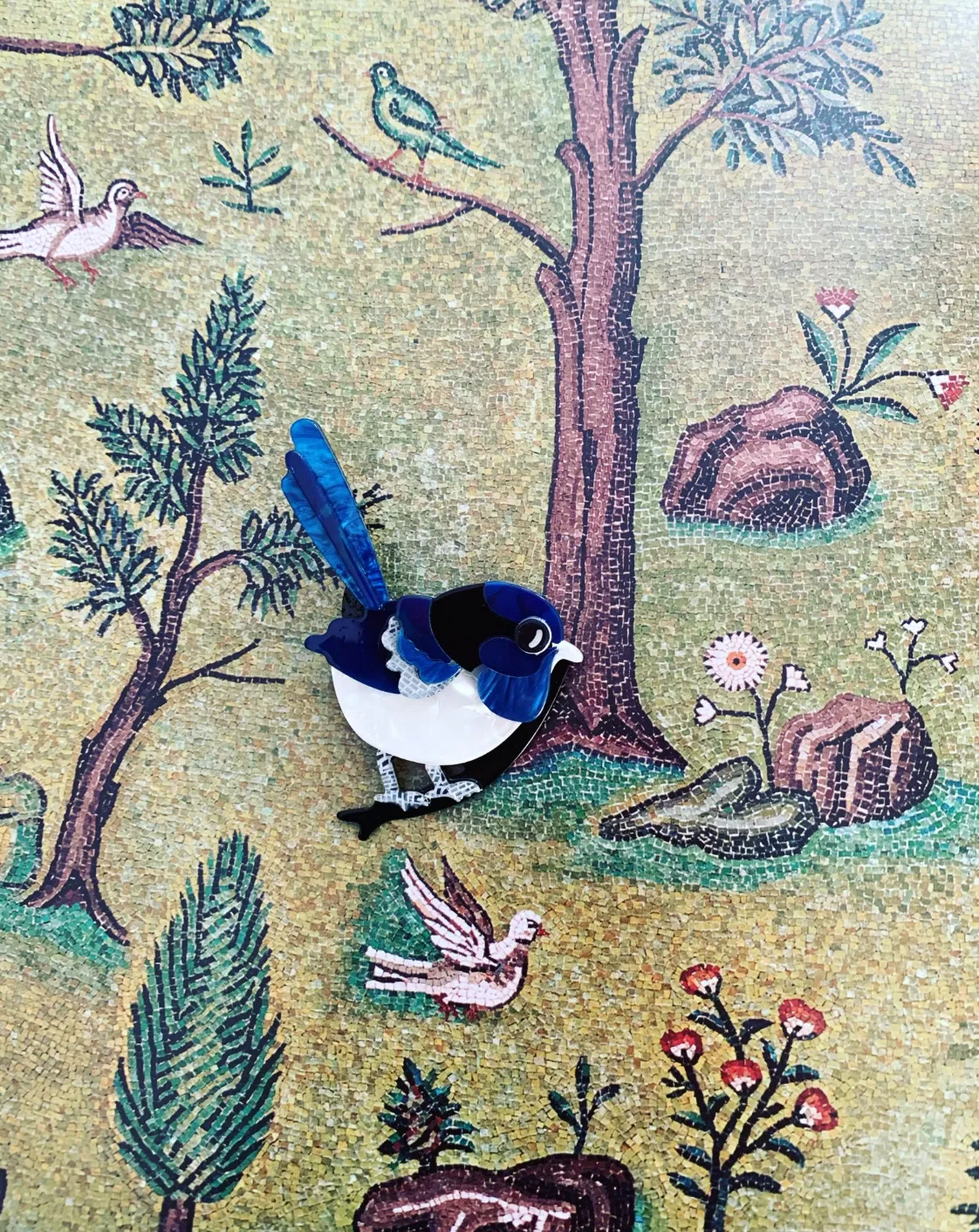 Blue Wren Acrylic Brooch