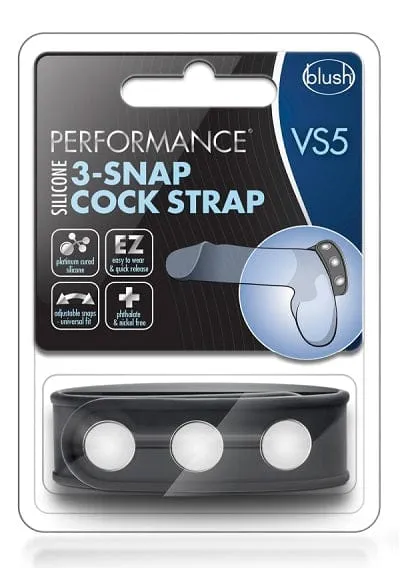 Blush Performance Black VS5 Silicone 3 Snap Cock Strap