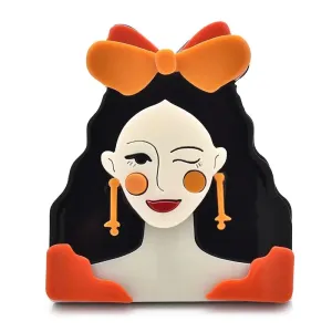 Bowknot Winking Lady Acrylic Brooch