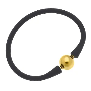 CANVAS Style - Bali 24K Gold Plated Bead Silicone Bracelet Black