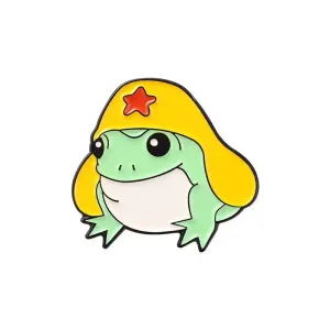 Cartoon Frog Lotus Leaf Magic Hat Brooch