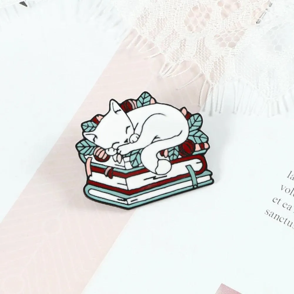 Cat n' Book Enamel Pin