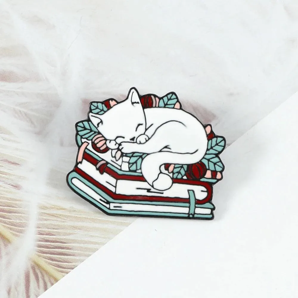 Cat n' Book Enamel Pin