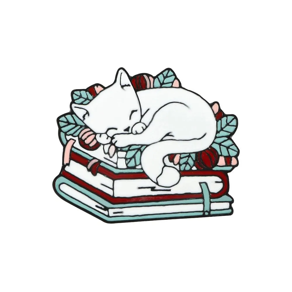 Cat n' Book Enamel Pin