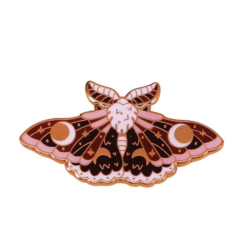 Celestial Moth Brooches Butterfly Enamel Pins