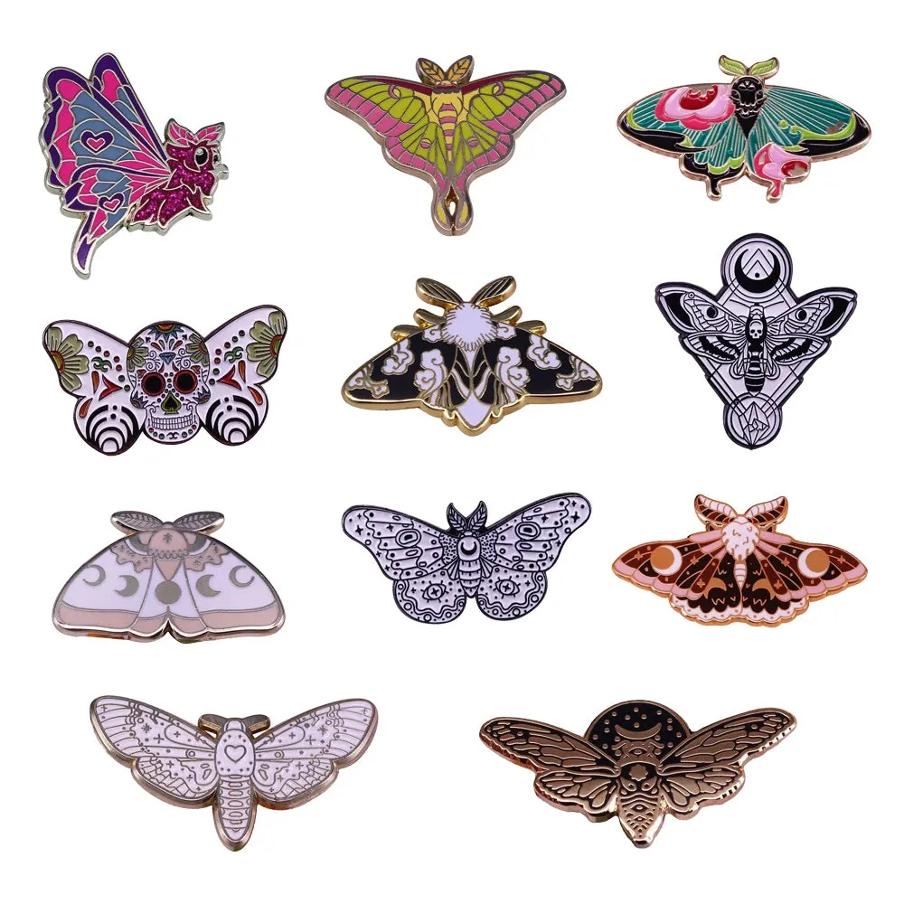 Celestial Moth Brooches Butterfly Enamel Pins