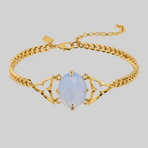 CENTAURUS. Gothic Trefoil Opalite Choker - Gold