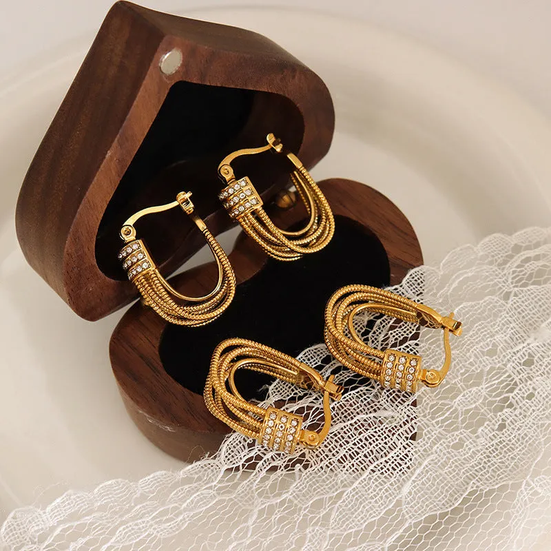 Chic Copper Earrings with Zircon Inlay - Trendy Hong Kong Design