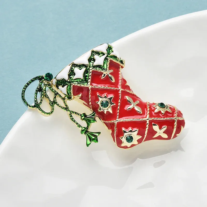 Christmas Stocking Enamel Brooch