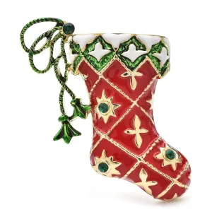 Christmas Stocking Enamel Brooch