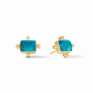 Clara Stud Earrings - Iridescent London Blue