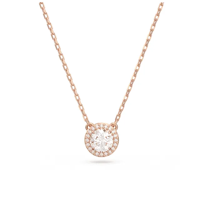 Constella Round Cut Pavé White Rose Gold-tone Plated Pendant 5636272