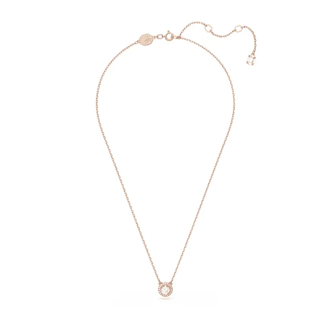 Constella Round Cut Pavé White Rose Gold-tone Plated Pendant 5636272