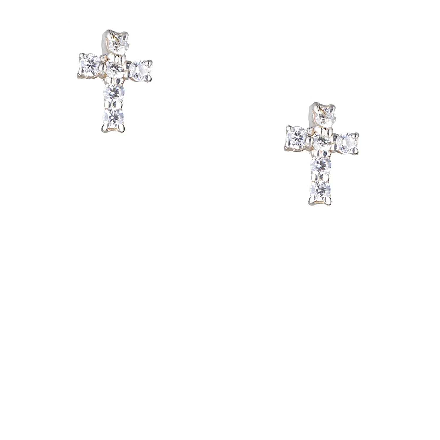 Cross CZ Studs, Sterling Silver