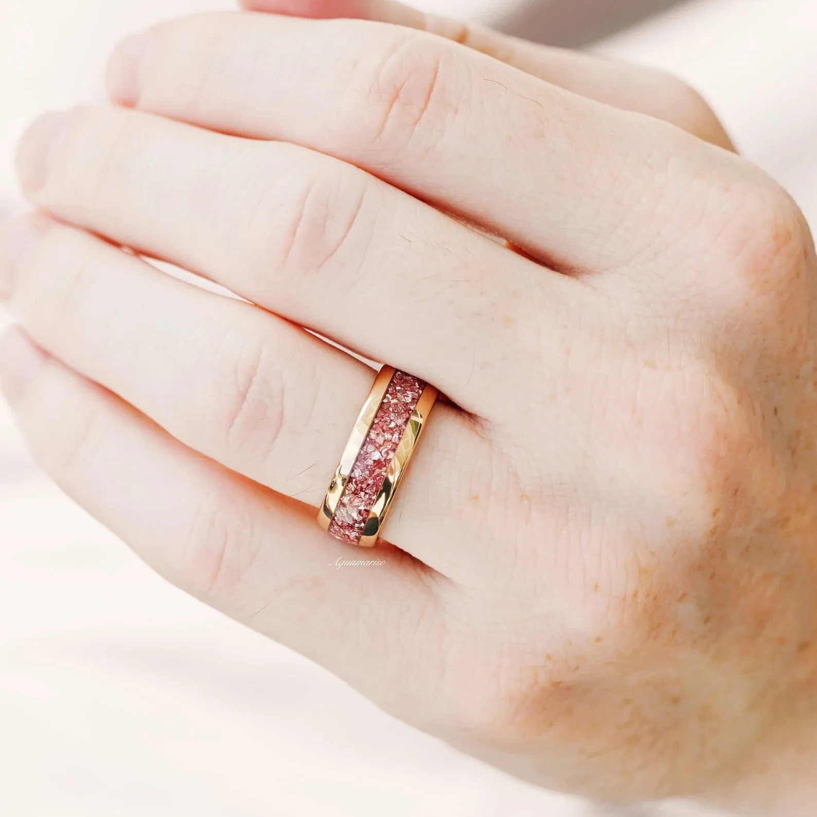 Crushed Morganite Couples Ring